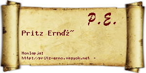 Pritz Ernő névjegykártya